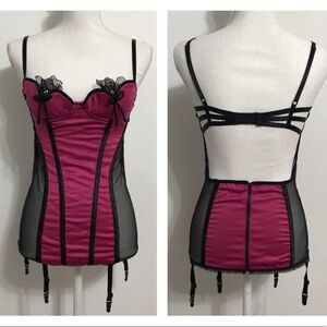 Shirley of Hollywood Pink & Black Bustier Chemise